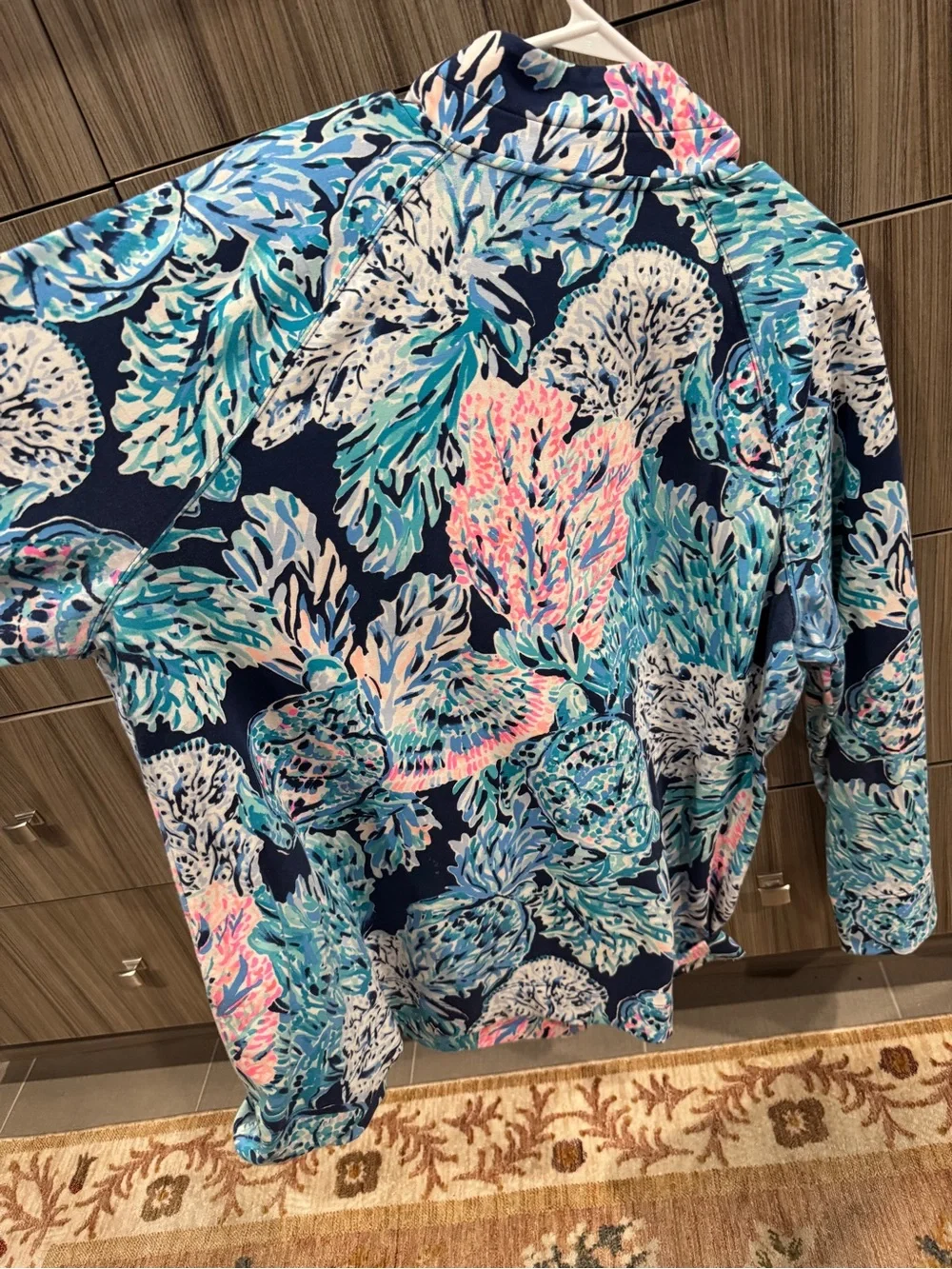 Lilly Pulitzer Tropical Print Half-Zip in Navy, Teal & Pink